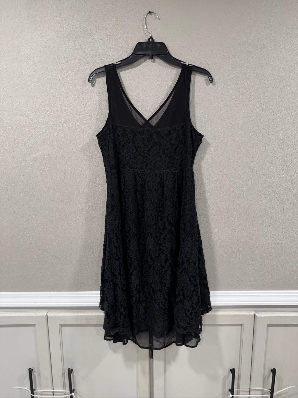 Miss Me Black Lace Sleeveless V-Neck Dress with Sequin Accents - Picture 6 of 6